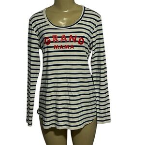 NWT HATCH The Grand mama black white striped long sleeve shirt tee 1 S